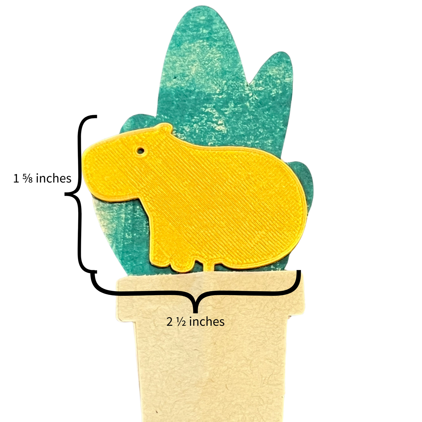 Capybara Plick with measurements on a white background