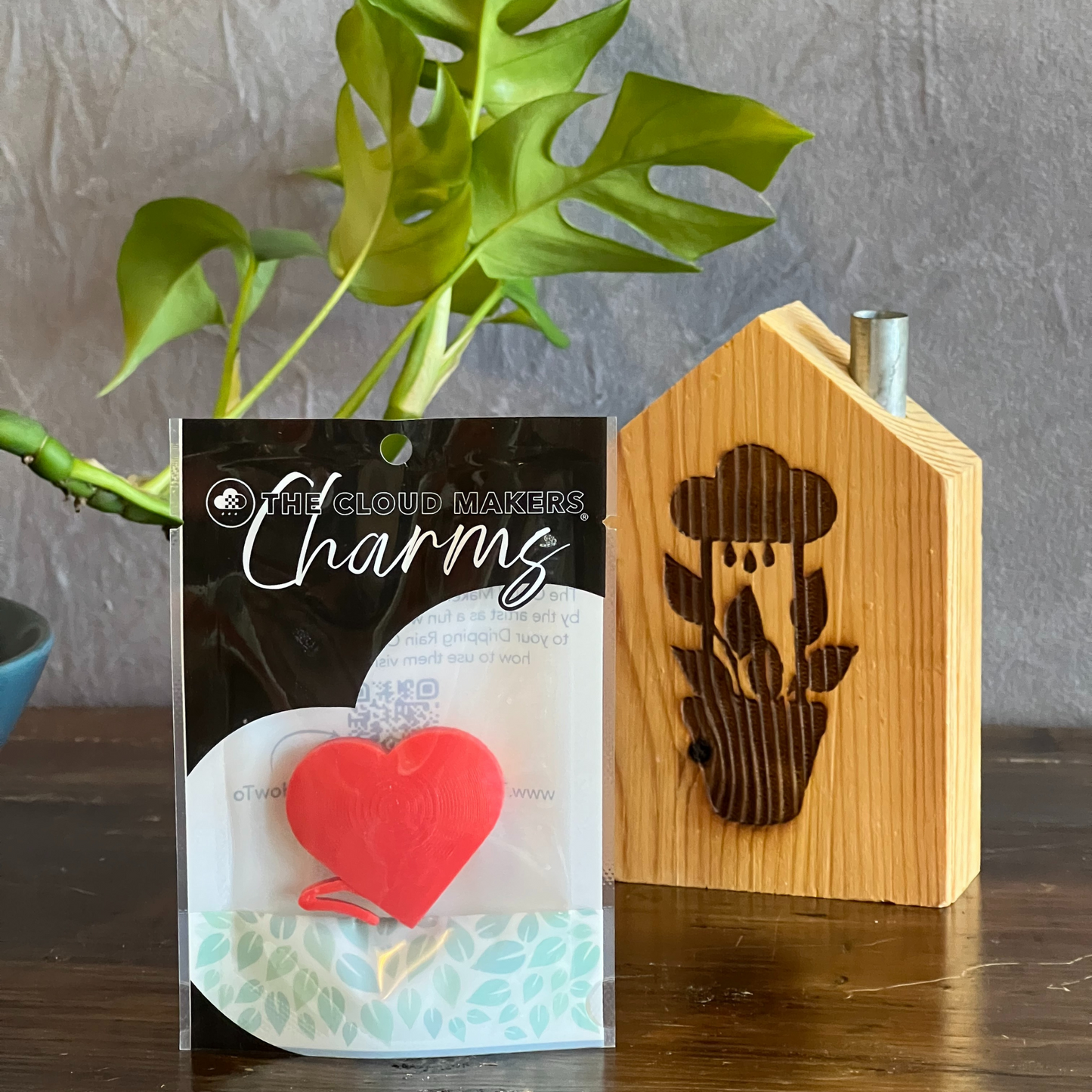 Red Heart Charm for dripping rain cloud