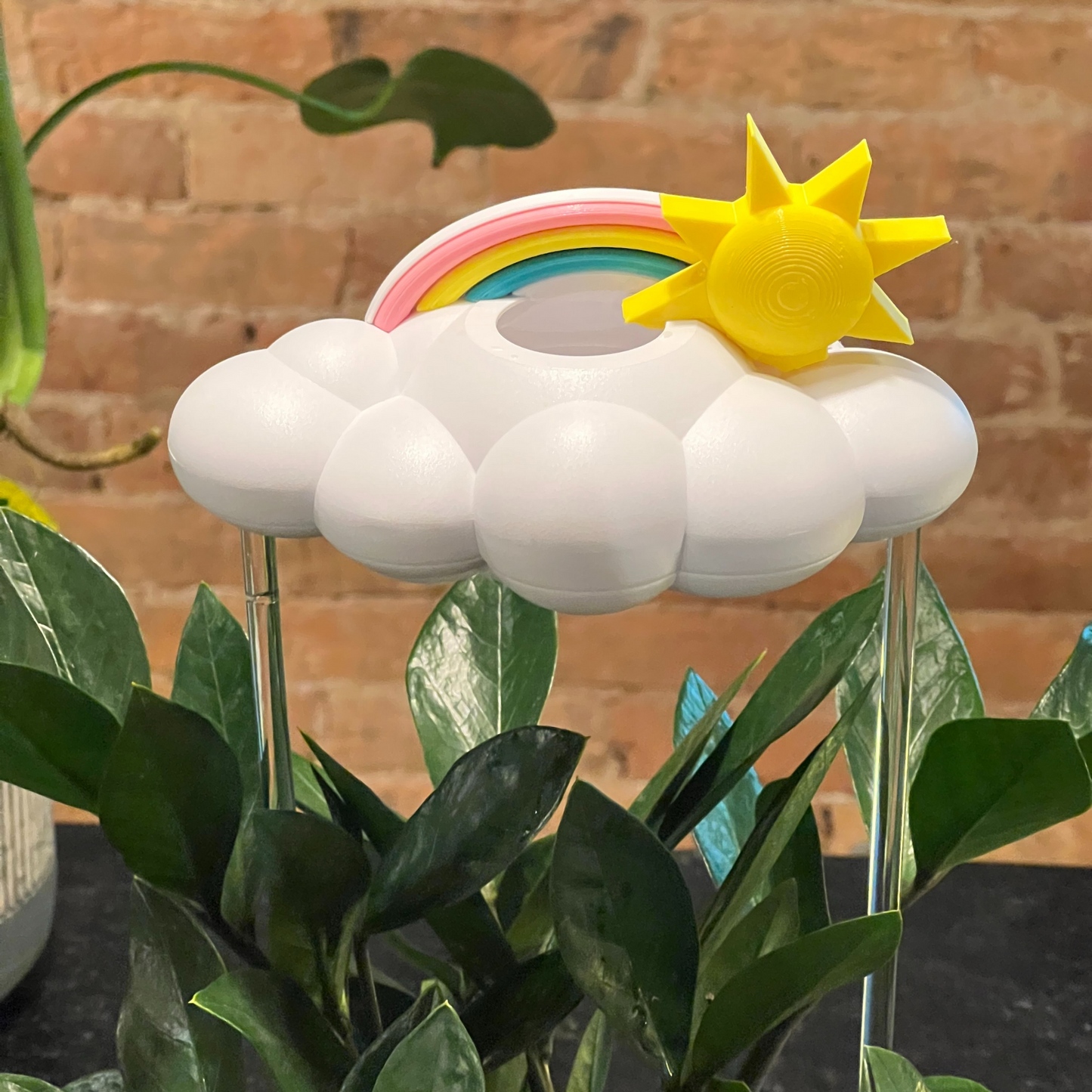 THE CLOUD MAKERS dripping raincloud for plants with pastel rainbow and sun charms