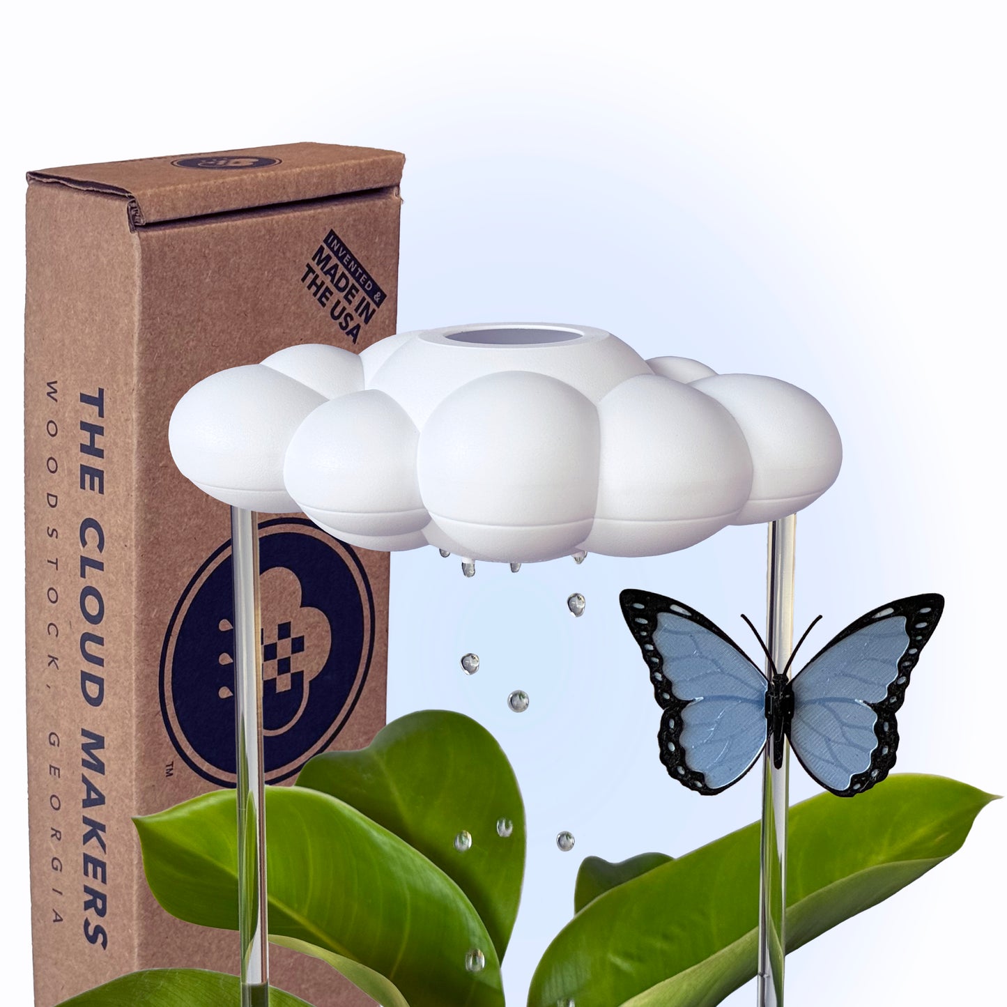 Original Dripping Rain Cloud with Blue Butterfly Charm