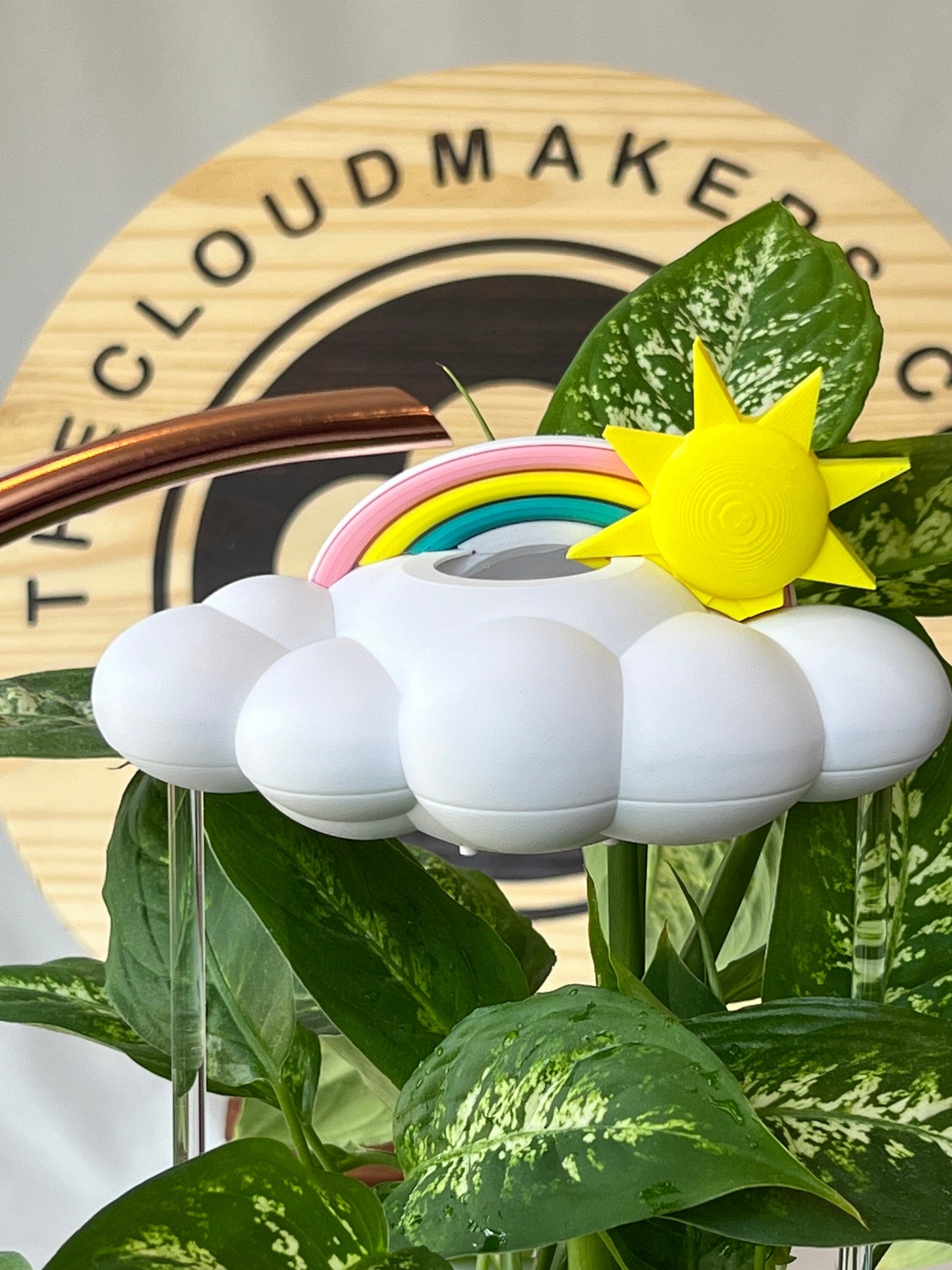 Original Dripping Rain Cloud by THE CLOUD MAKERS with Sun and Pastel Rainbow Charms