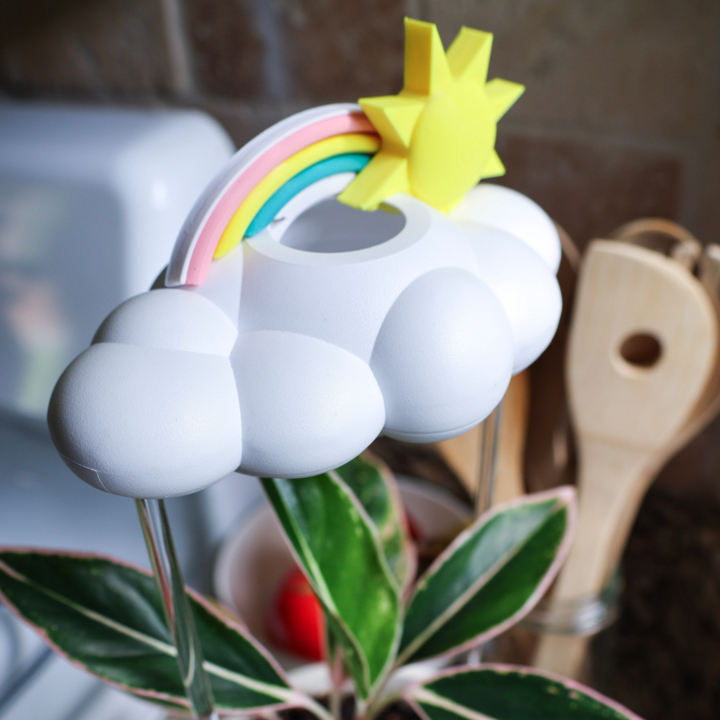 Original Dripping Rain Cloud by THE CLOUD MAKERS with Sun and Pastel Rainbow Charms