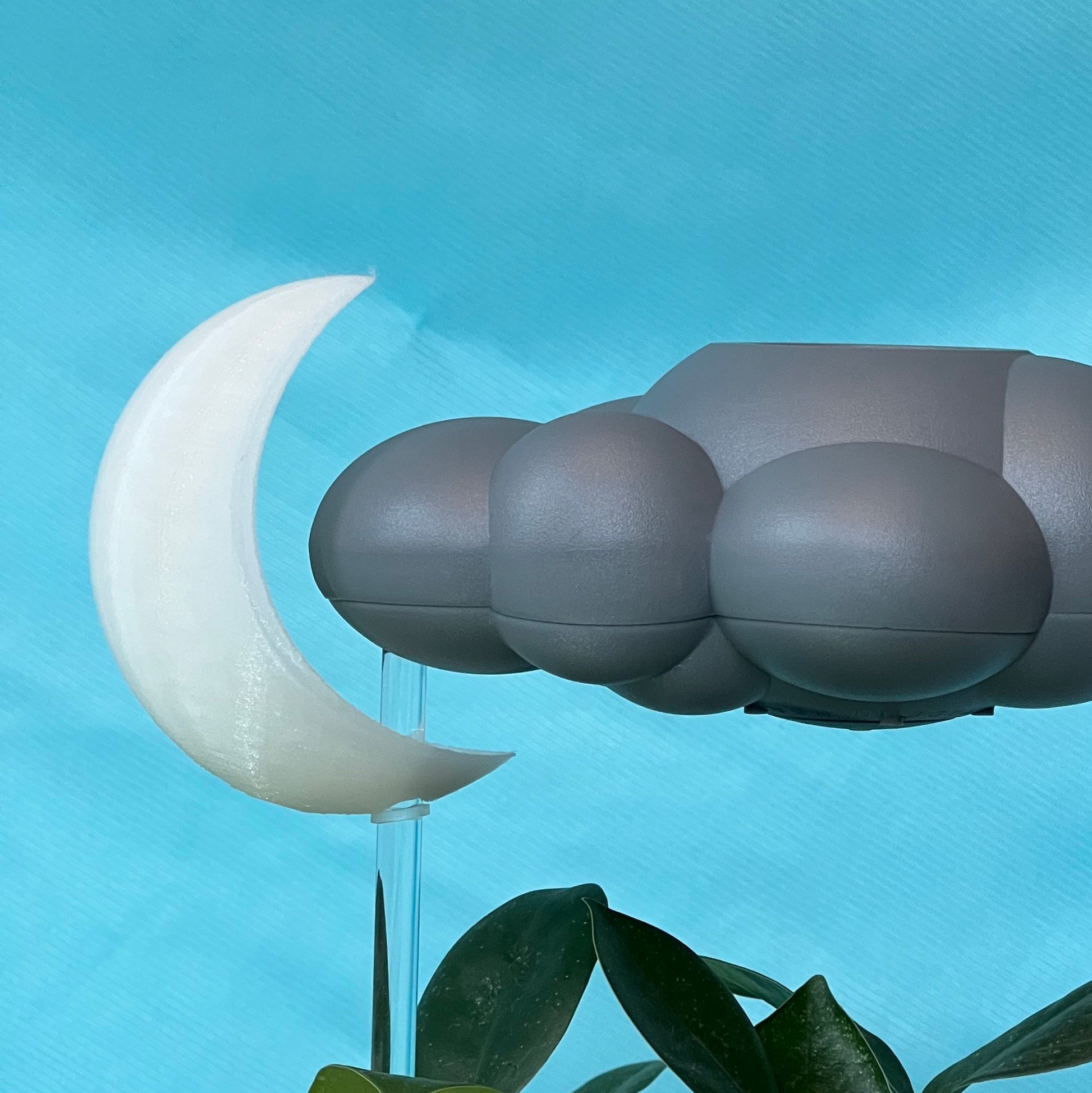 Stormy Dripping Rain cloud with glow in the dark moon charm