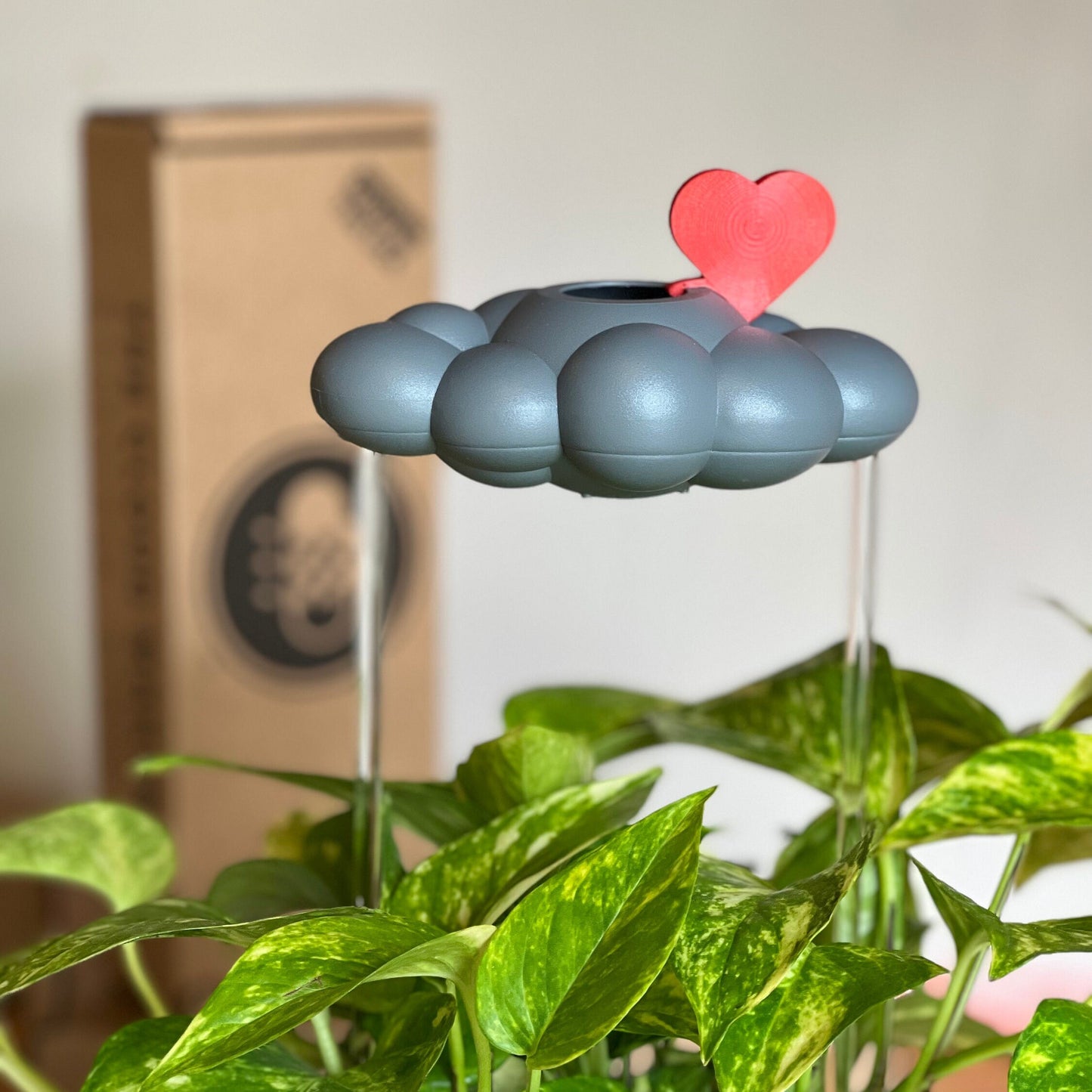 Red heart charm for dripping rain cloud