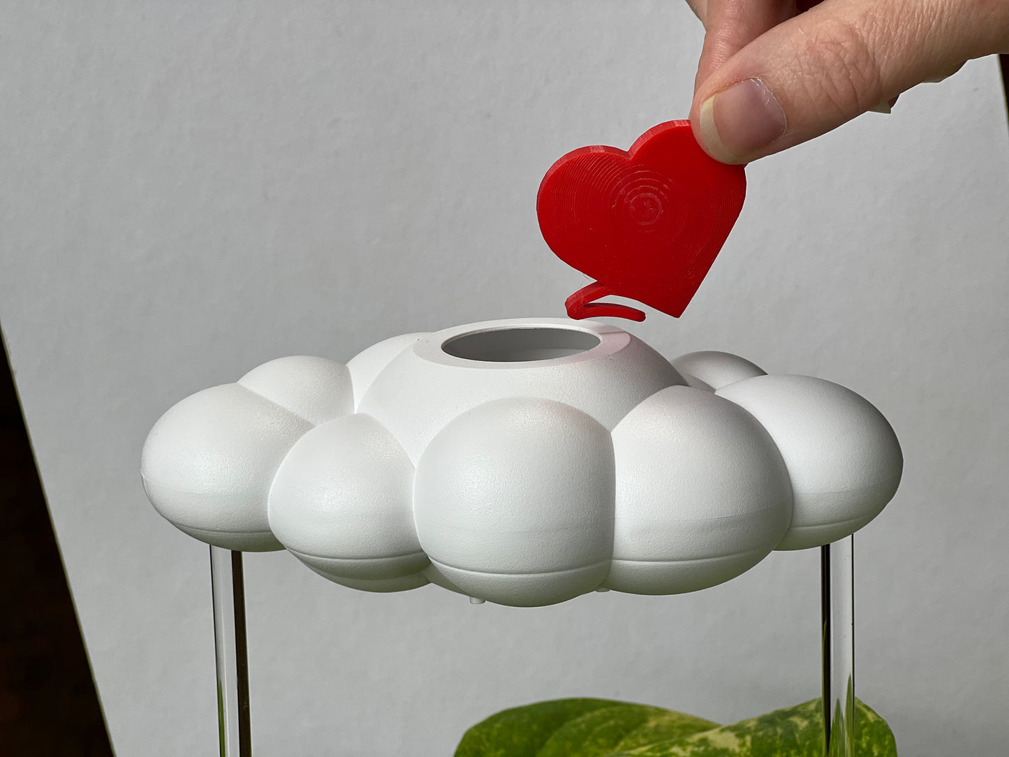 Red heart charm for dripping rain cloud