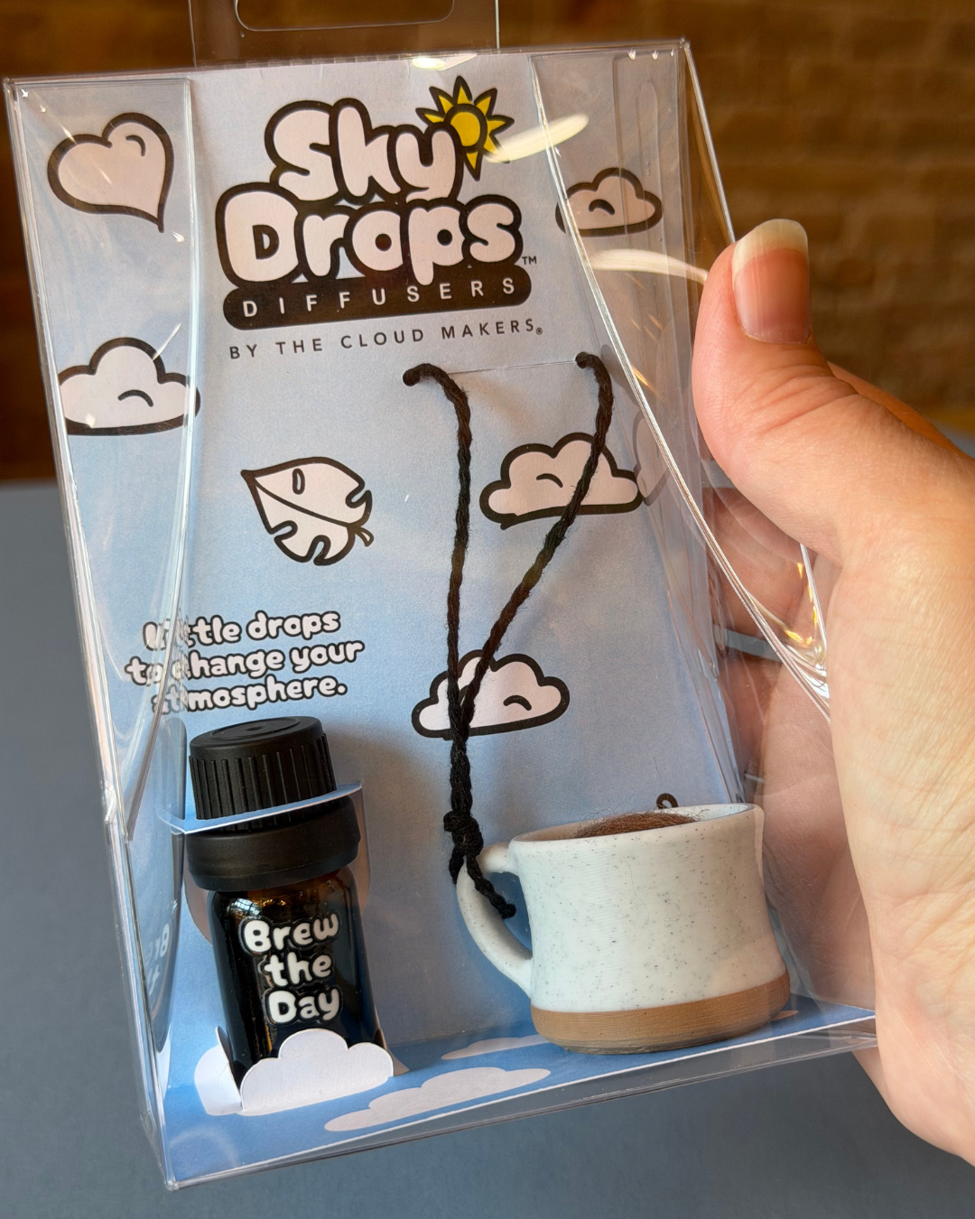 Sky Drops diffusers packaging Brew the day.