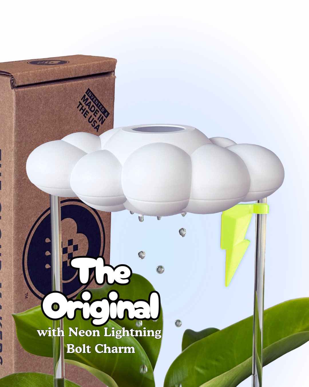 Original Dripping Rain Cloud with Neon Lightning Bolt Charm