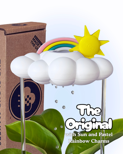 Original Dripping Rain Cloud with Sun and Pastel Rainbow Charms