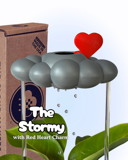 Stormy Dripping Rain Cloud with Red Heart Charm
