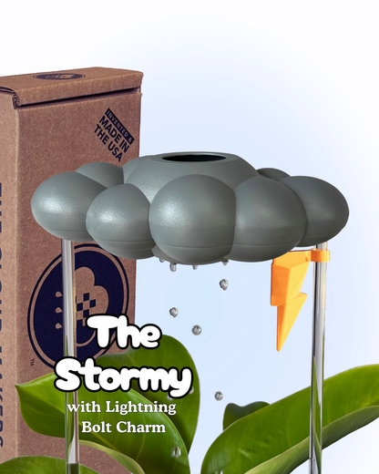 Stormy Dripping Rain Cloud with Lightning Bolt Charm