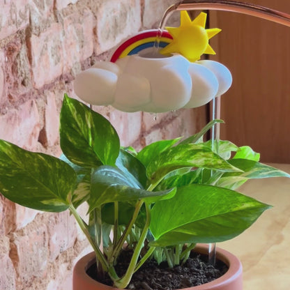 THE CLOUD MAKERS dripping raincloud for plants with rainbow and sun charms